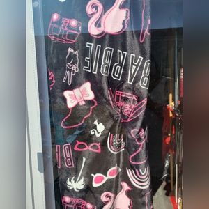 Barbie black and pink plush blanket